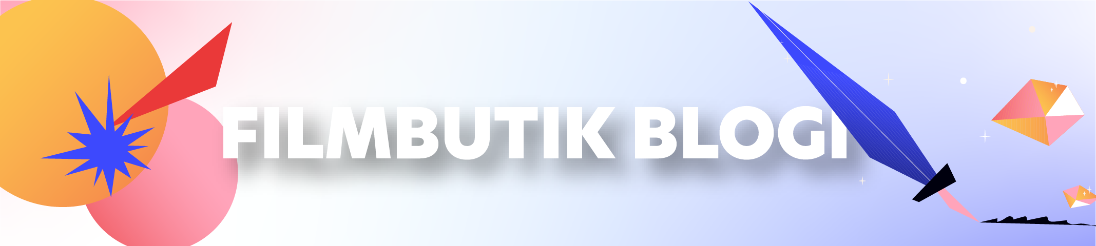 Animoitu Filmbutikin blogin pääkuva jossa kynä ja erilaisia kuvioita